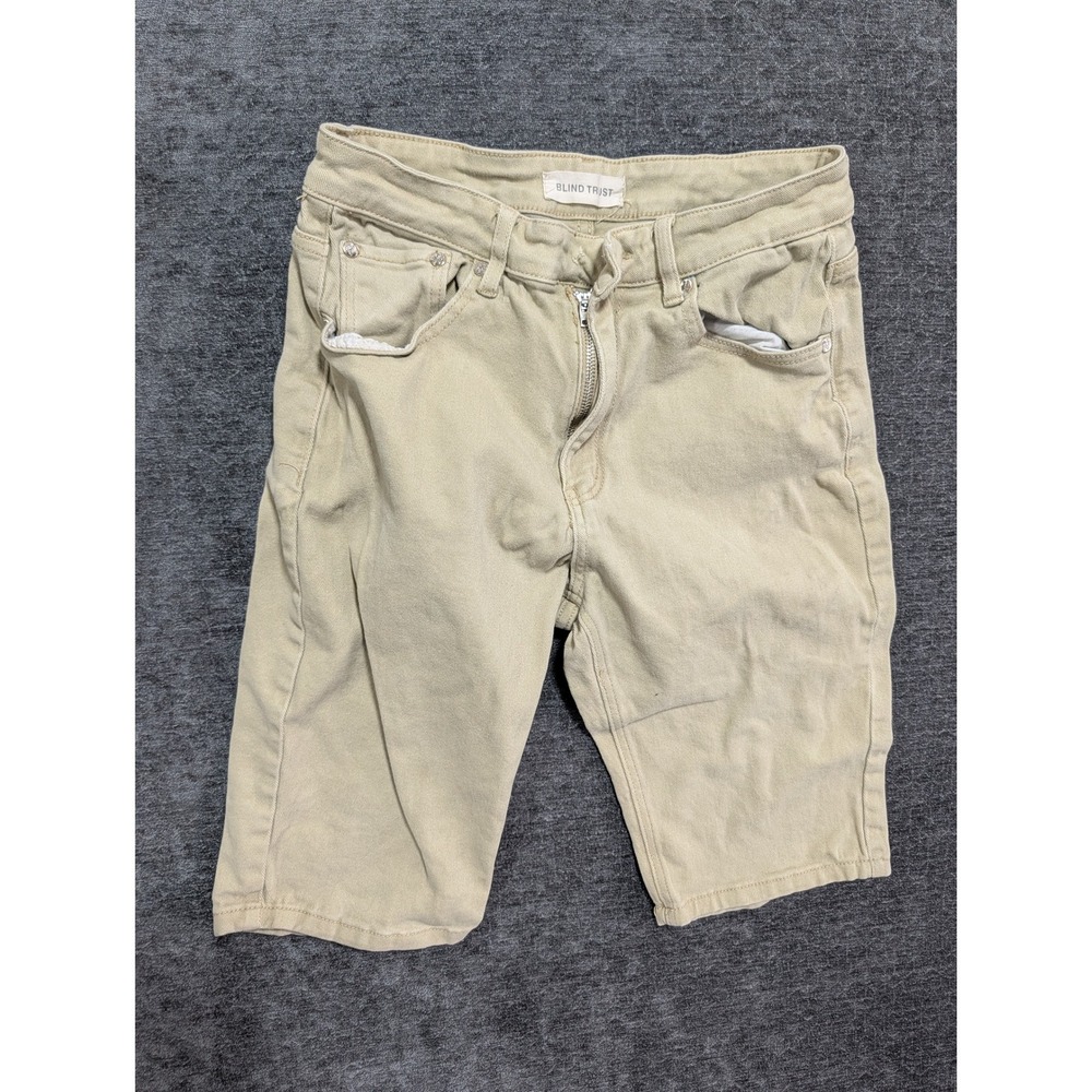 Blind Trust Mens Khaki Tan Denim Shorts Size 32 Stretch Cotton Casual 1263